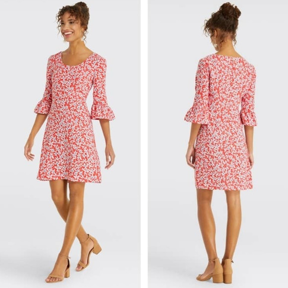 Draper James Dresses & Skirts - Draper James Bell Sleeve Dress in Pink Hibiscus Floral